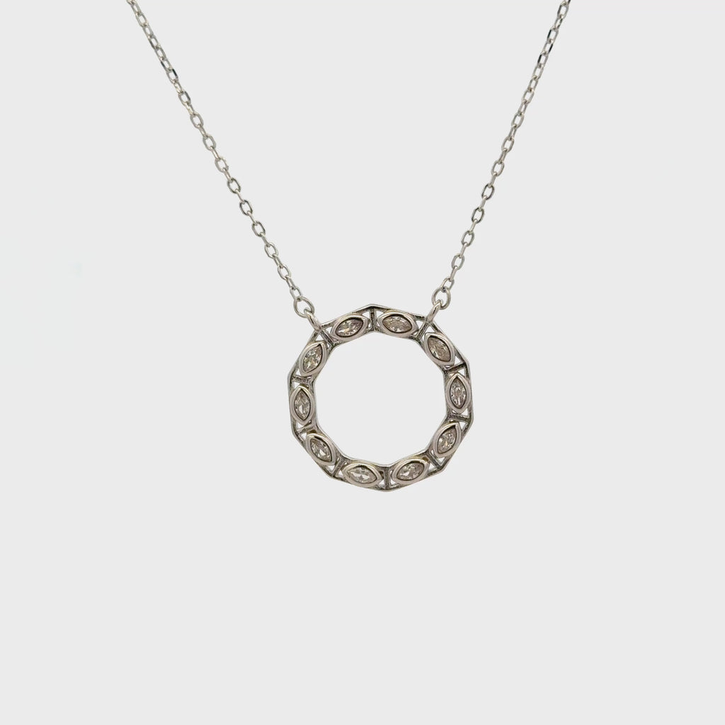 Rhodium circle chain with pendent