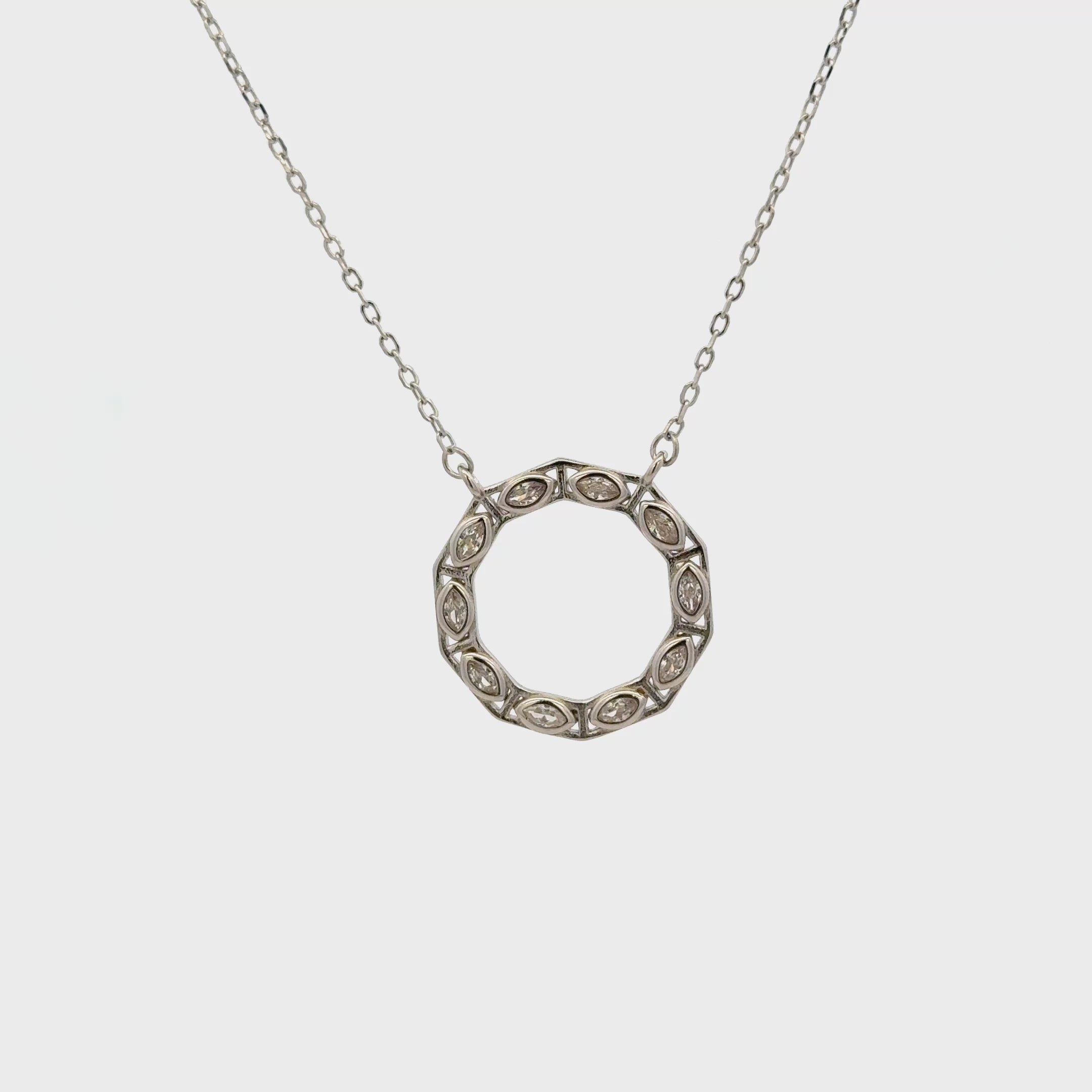 Rhodium circle chain with pendent