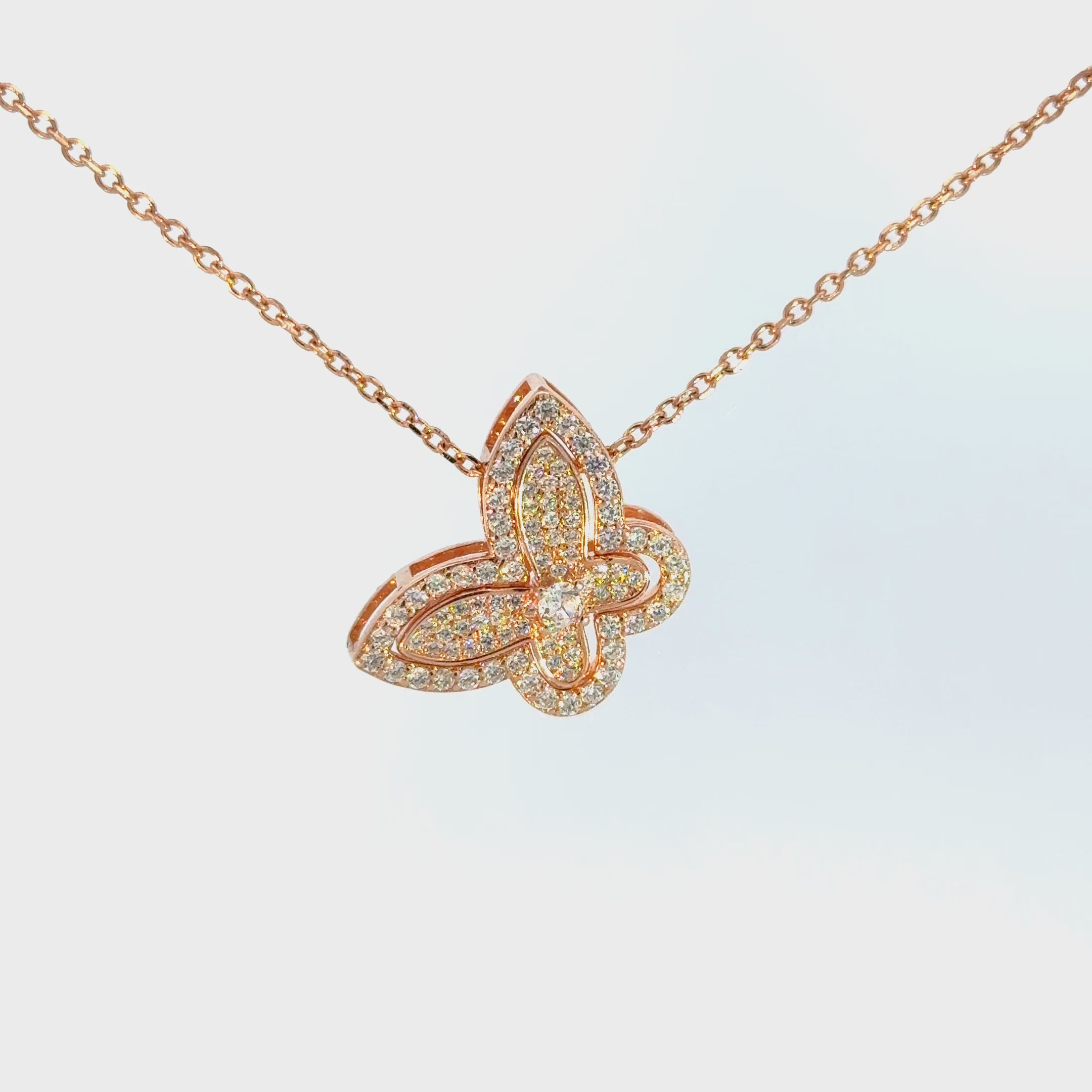Rosegold split butterfly chain with pendent