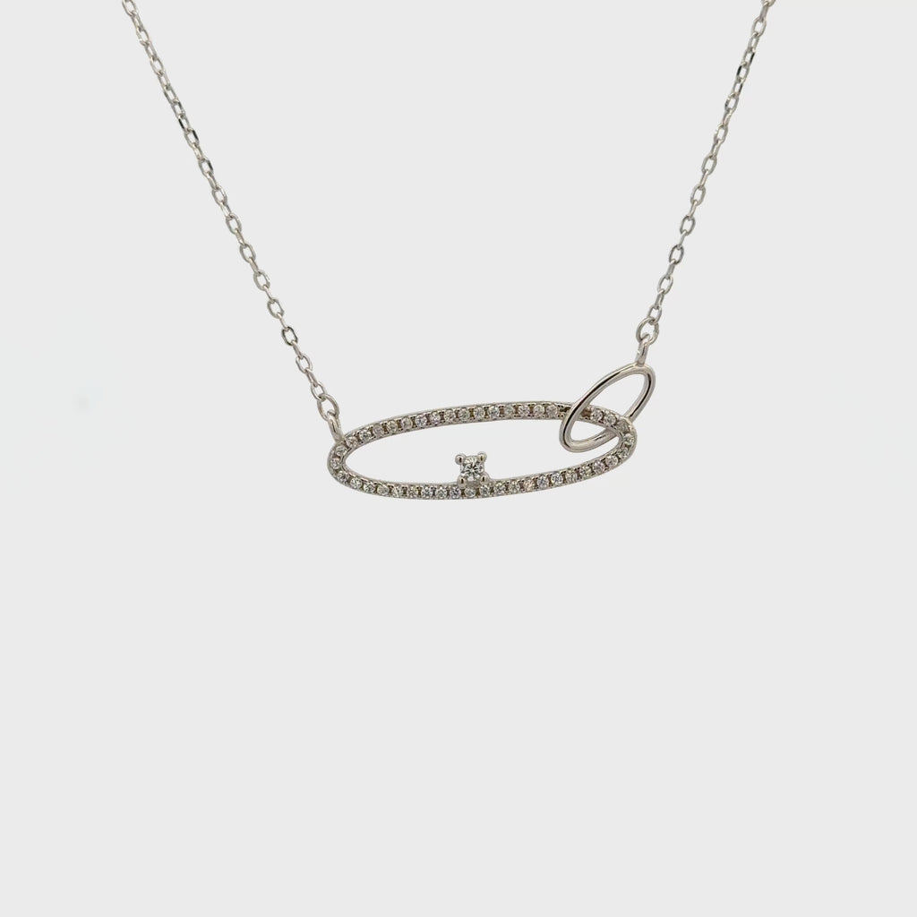 Rhodium circle chain with pendent