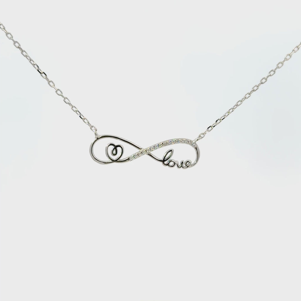 Rhodium Love Infinity chain with pendent