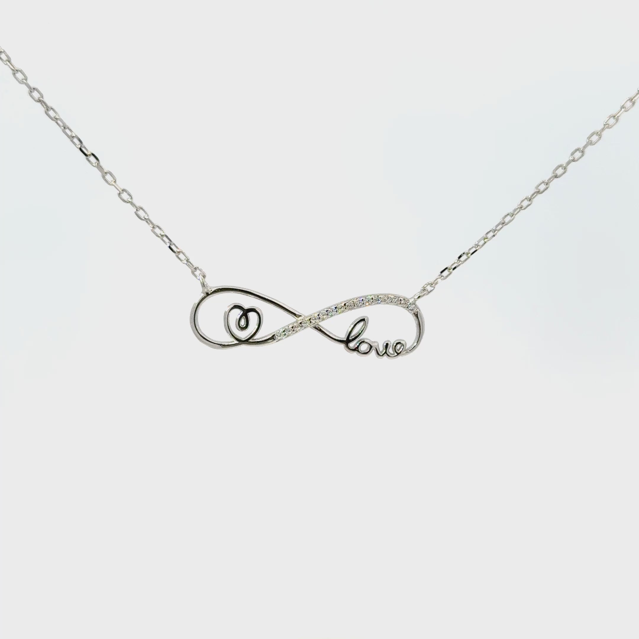 Rhodium Love Infinity chain with pendent