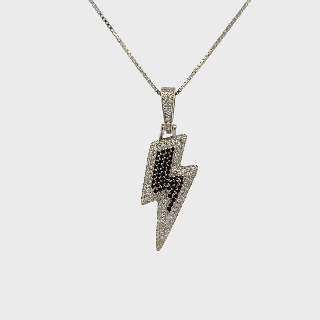 Rhodium Thunder bolt chain with pendent