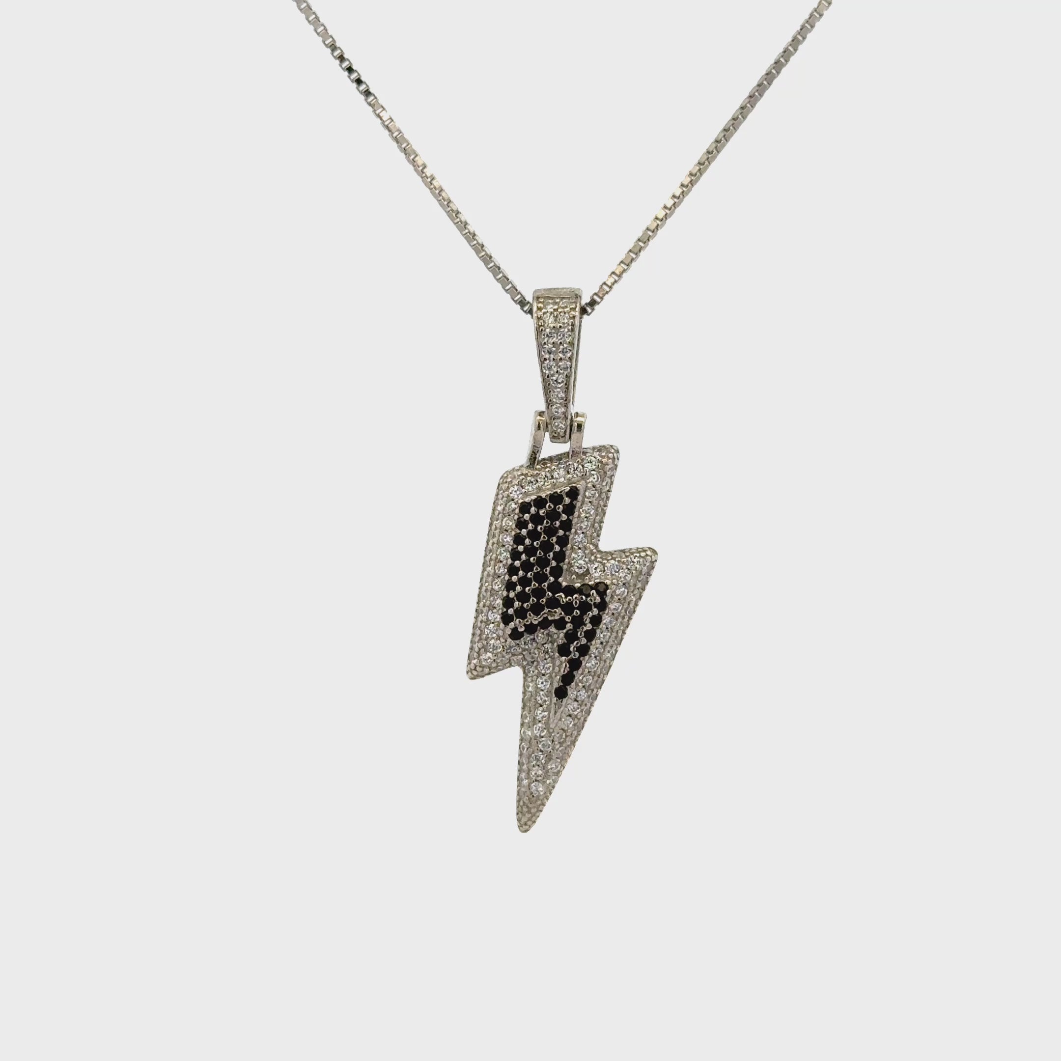 Rhodium Thunder bolt chain with pendent