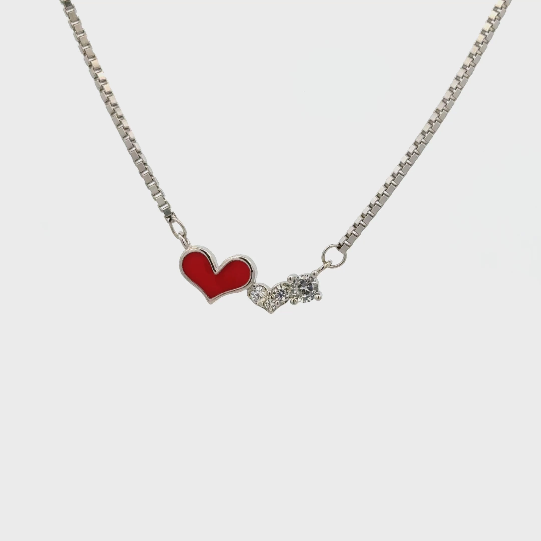 Rhodium Double Heart chain with pendent