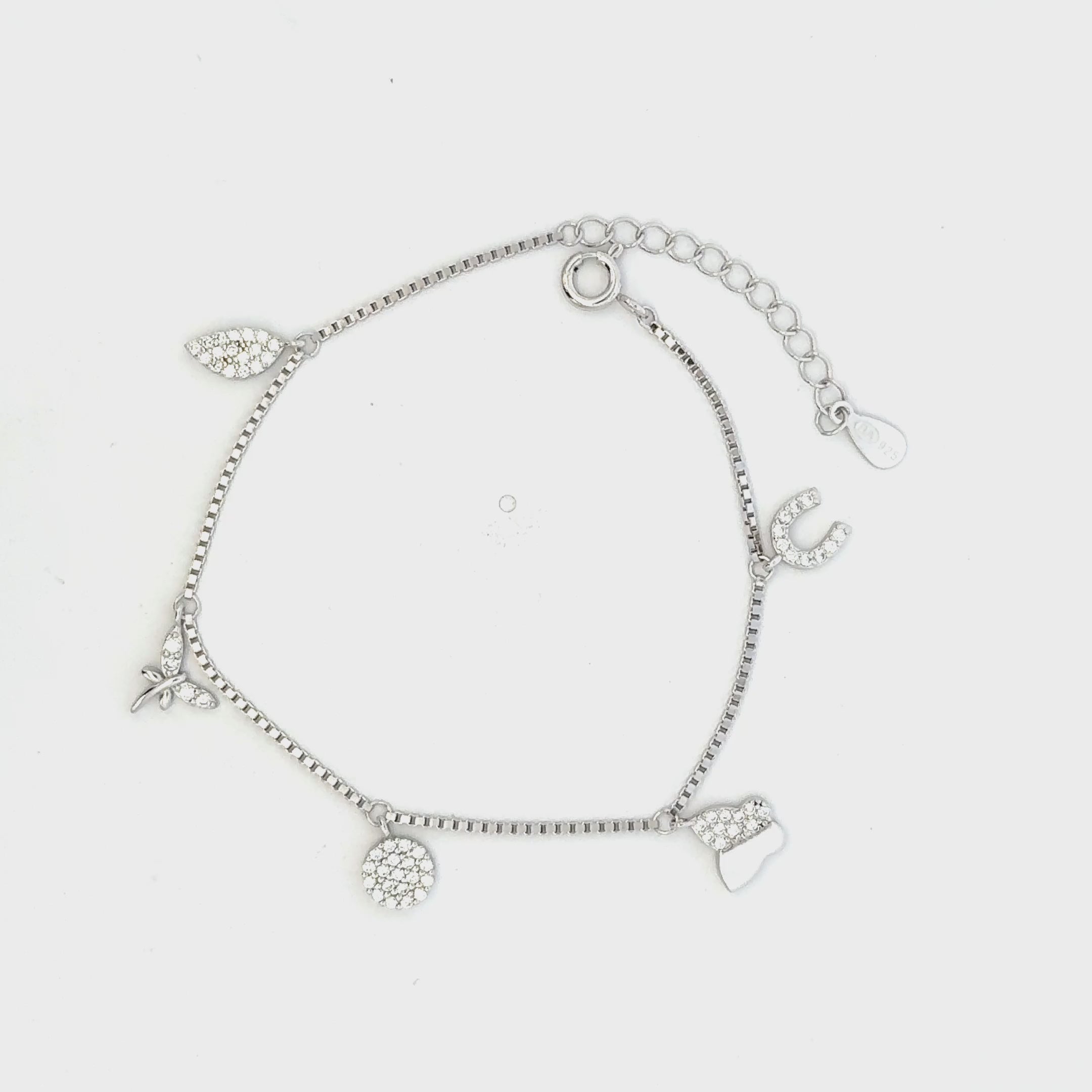 Butterfly and Leaf Charm Bracelet