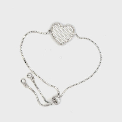 Rhodium Heart shaped charm bracelet