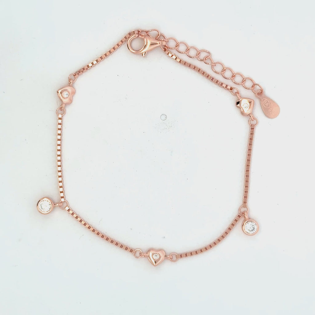 Single Stone Heart Rosegold Bracelet