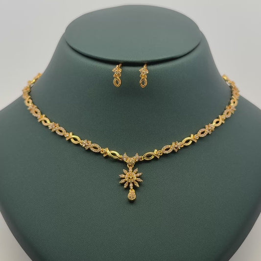 Gold Plated Necklace with earrings
