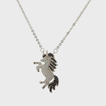Rhodium horse chain with pendent