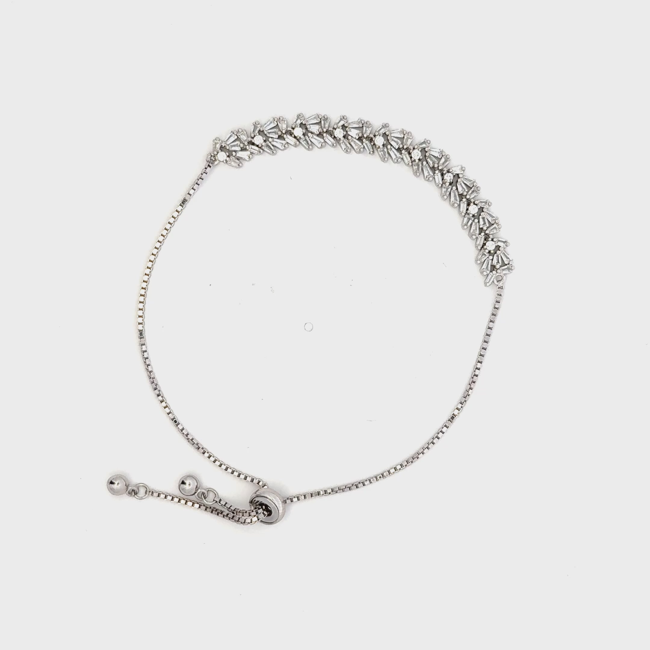 Rhodium with a Row of stones bracelet