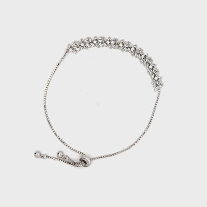 Rhodium with a Row of stones bracelet