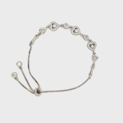 Rhodium Heart charm bracelet