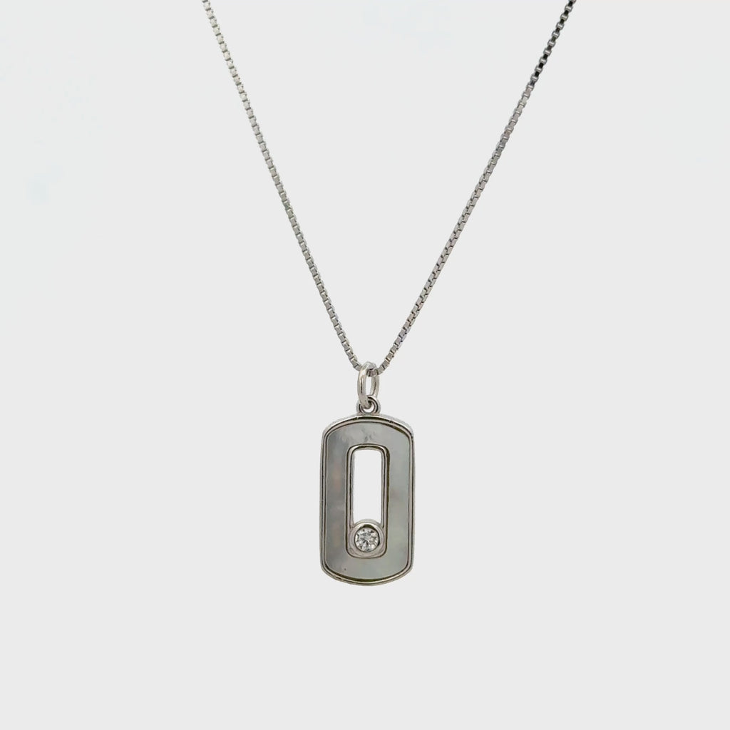 Rhodium Rectangular type chain with pendent
