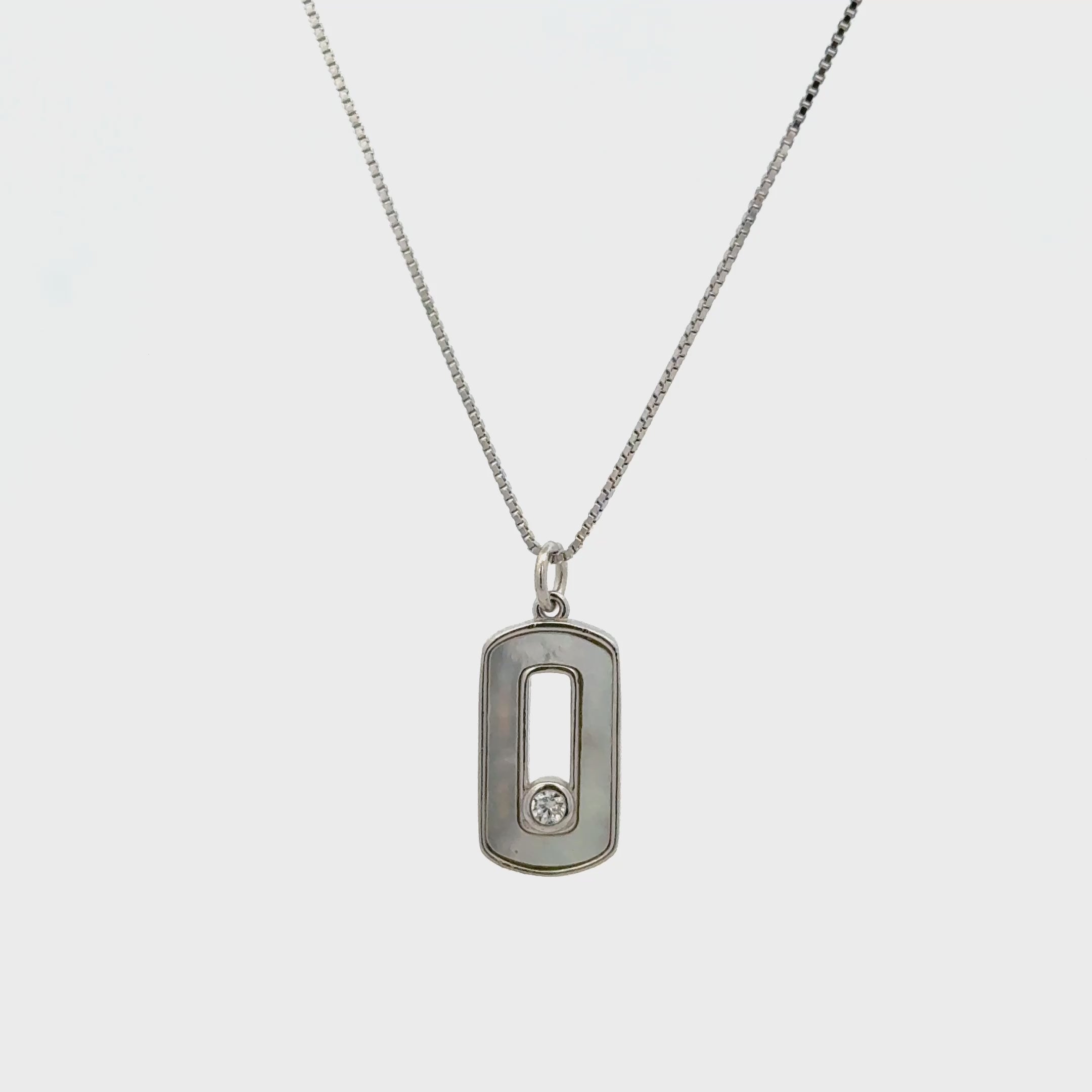 Rhodium Rectangular type chain with pendent