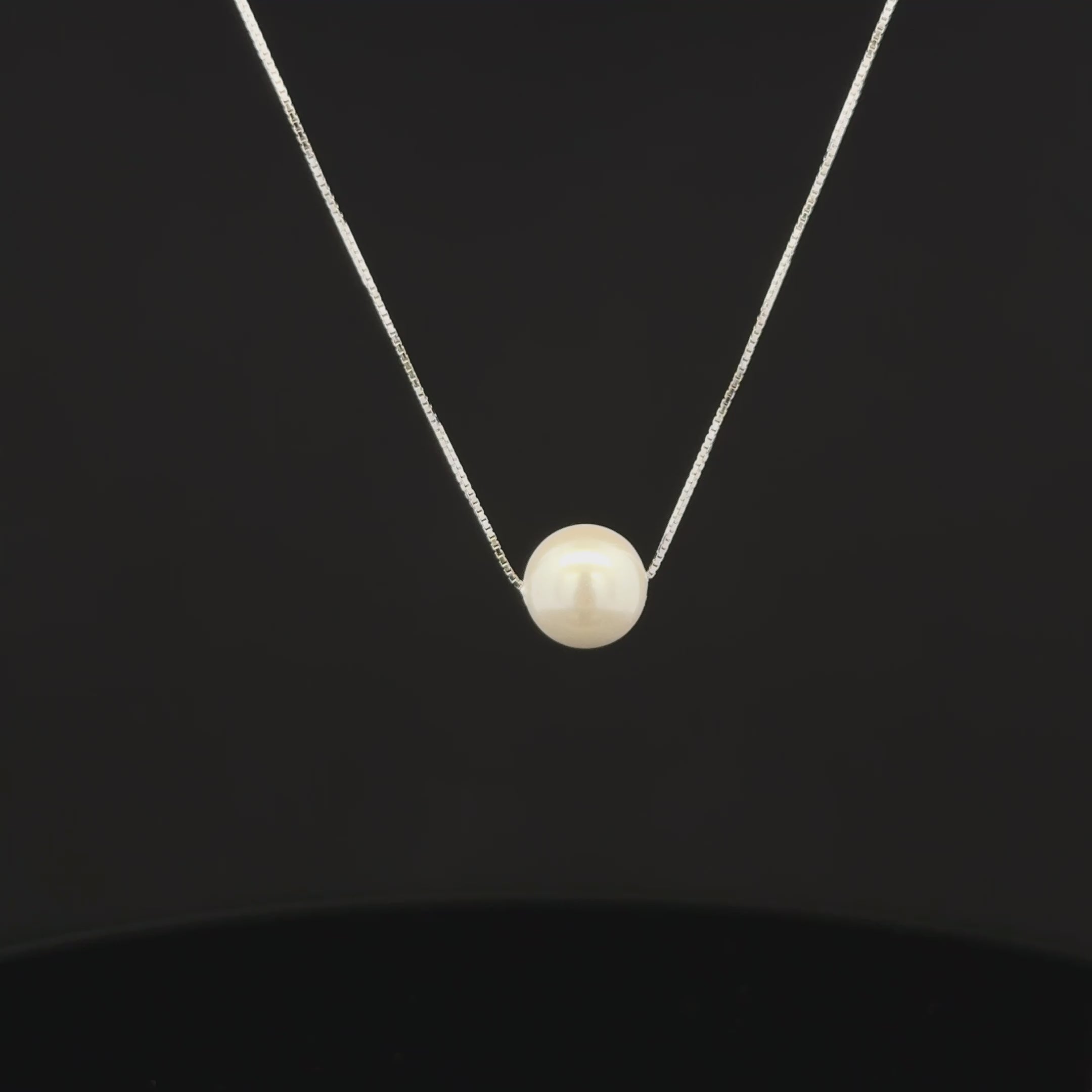 Floating White Pearl Box Chain Pendant