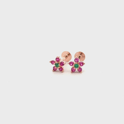 Green Stone Flower Earring