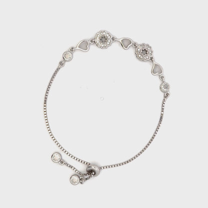 Rhodium Floral CZ Bracelet