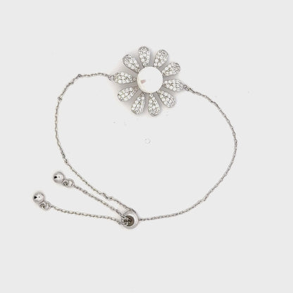 Rhodium Floral design bracelet