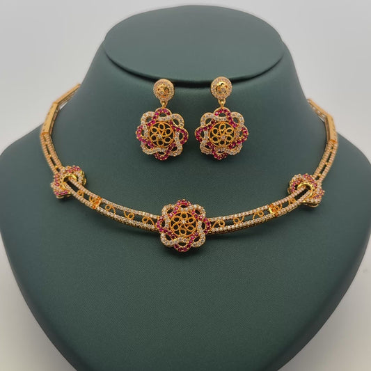 Gold Plated Necklace with earrings
