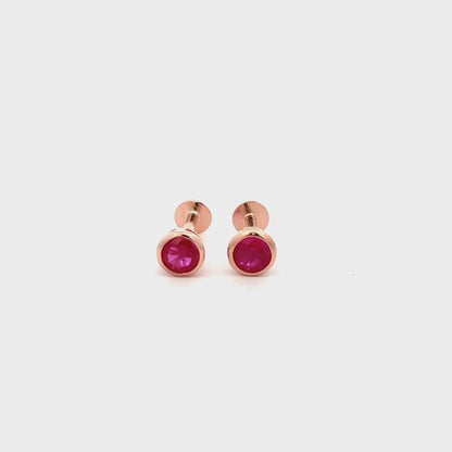 Round Pink Stone Stud