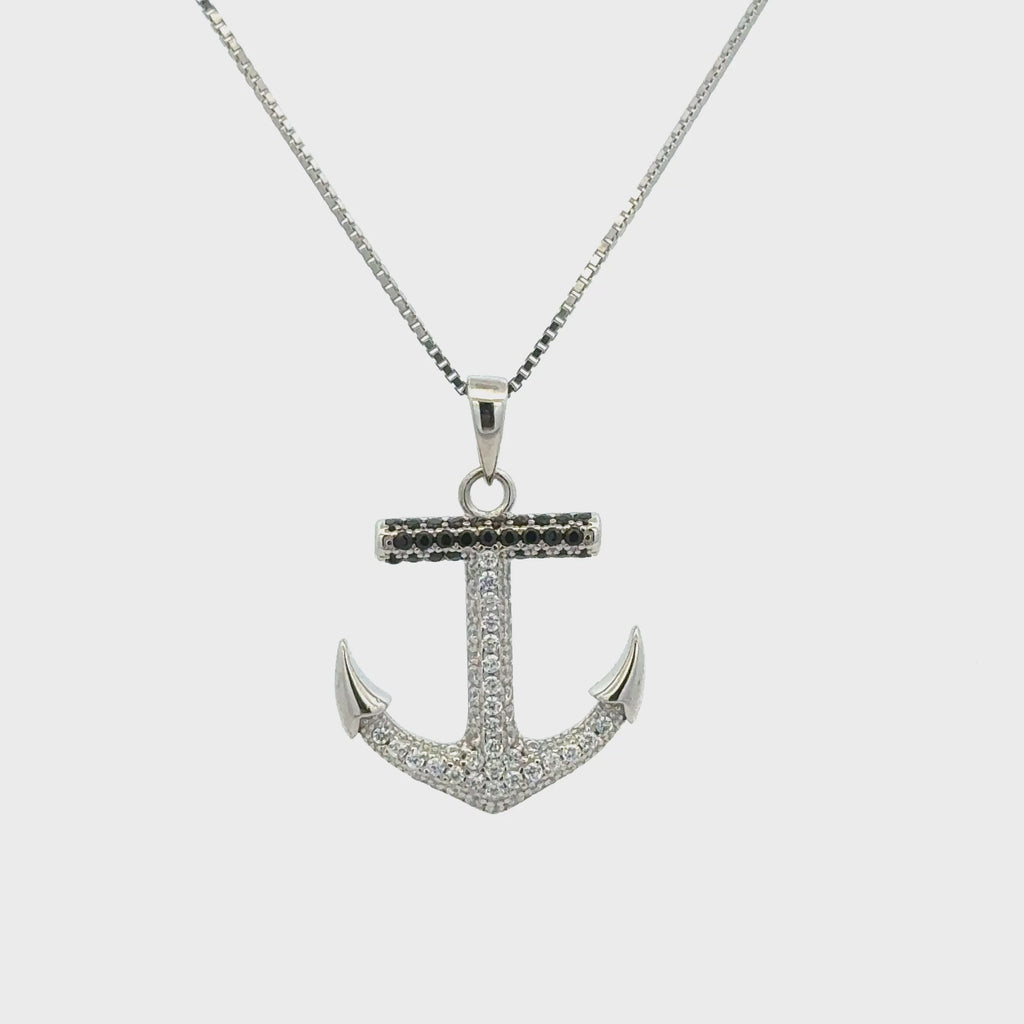 Rhodium Anchor chain with pendent