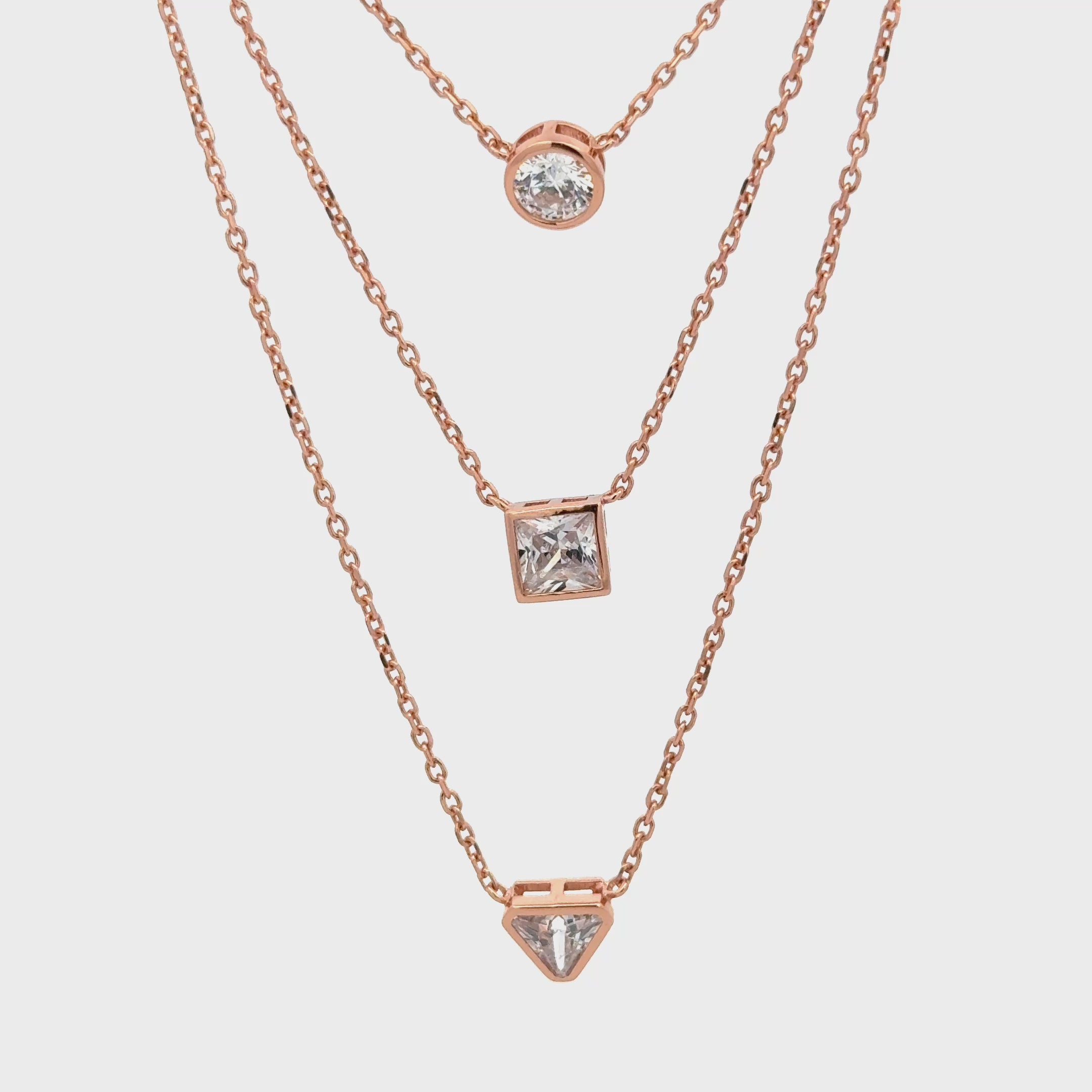 Rosegold Geometry Chain With Pendant