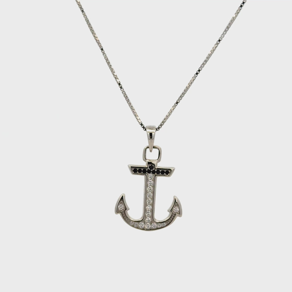 Rhodium Anchor chain with pendent