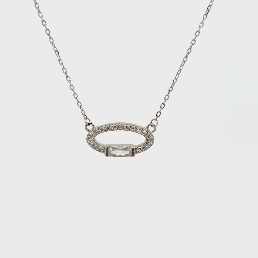 Rhodium circle chain with pendent