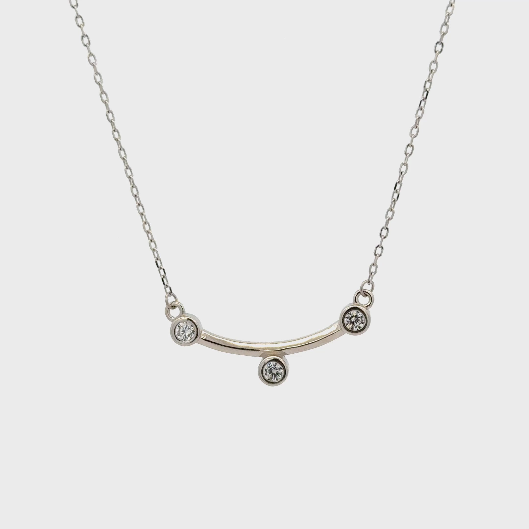 Rhodium 3 stone chain