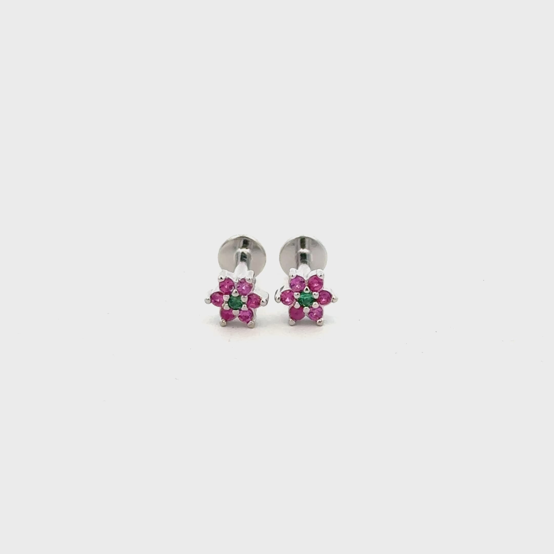 Green Stone Flower Stud