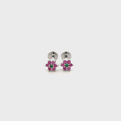 Green Stone Flower Stud