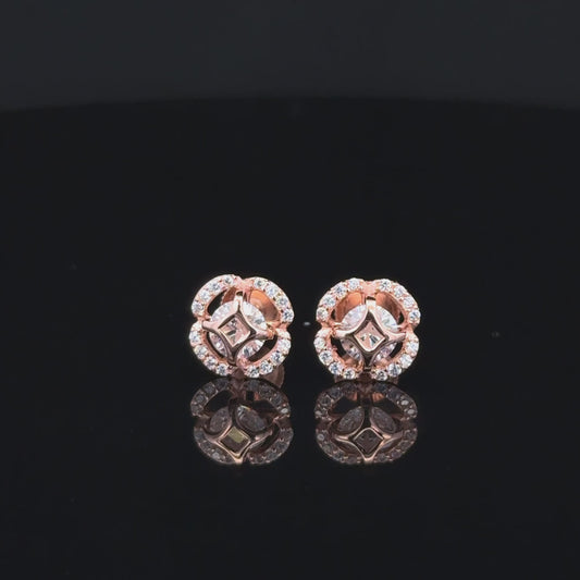 ROSEGOLD FLOWER PEARL EARRING