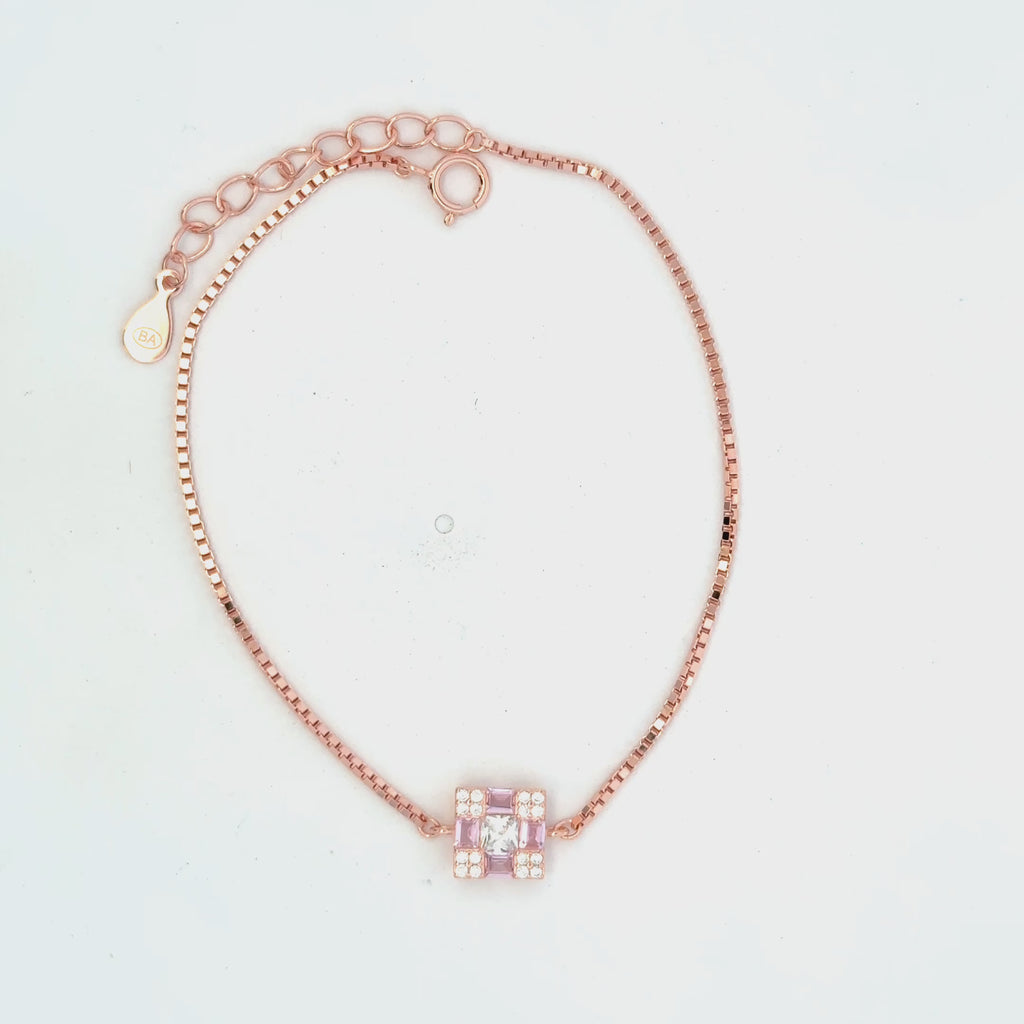 Single Square Stone Rosegold Bracelet