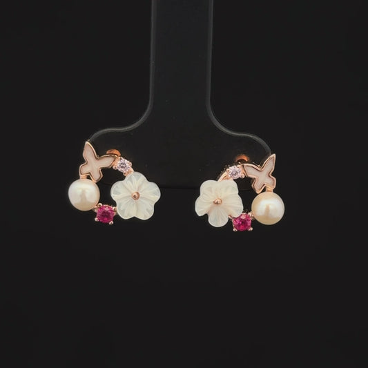 ROSEGOLD MOP FLOWER EARRING