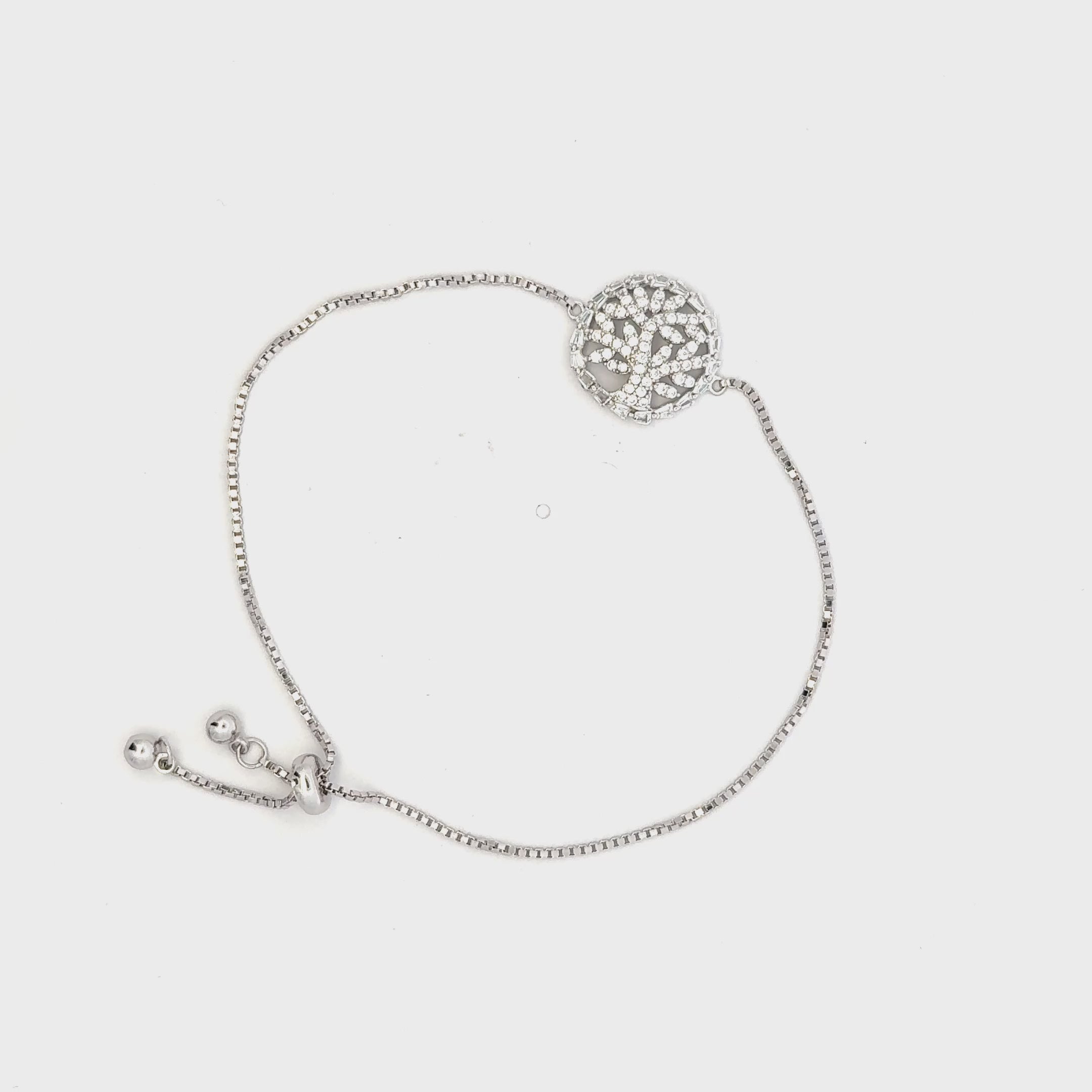 Rhodium cluster design bracelet