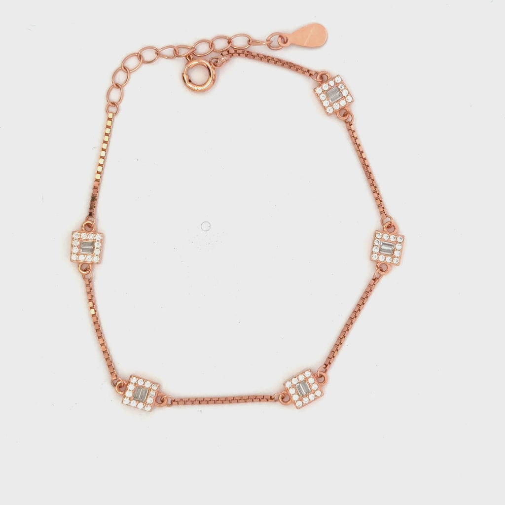 Square CZ Rosegold Bracelet