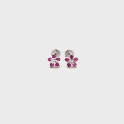 Floral Pink Stud
