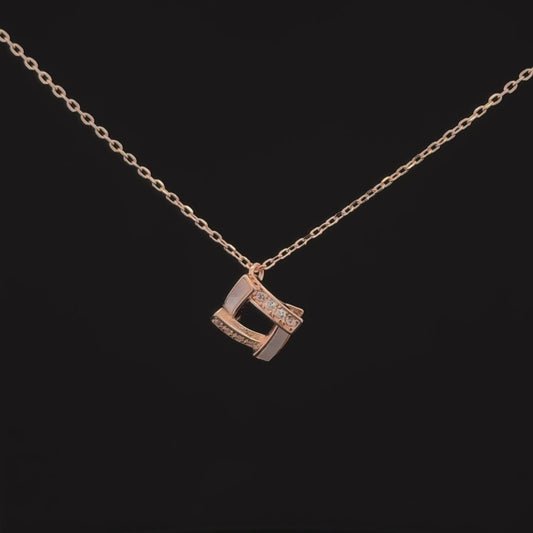 Rectangle Rosegold Chain With Pendant