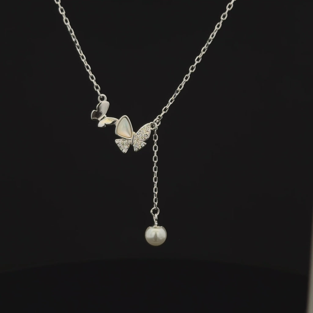 Butterfly Pendant with hanging pearl