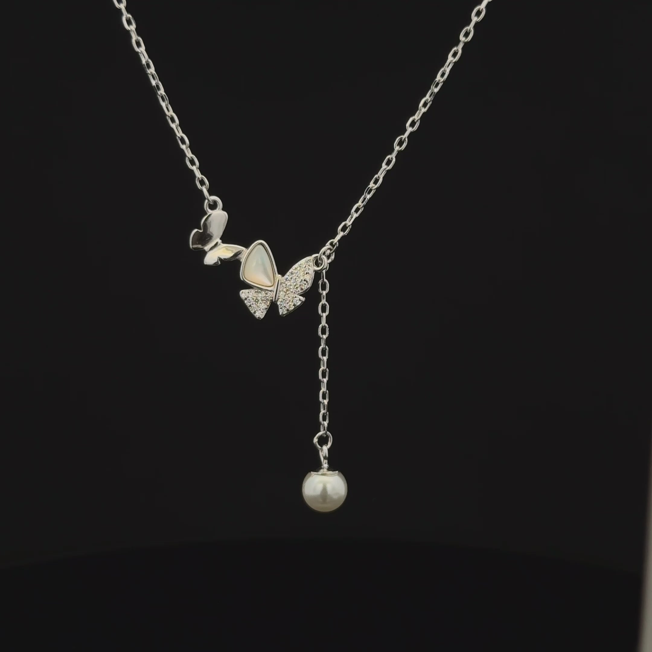 Butterfly Pendant with hanging pearl