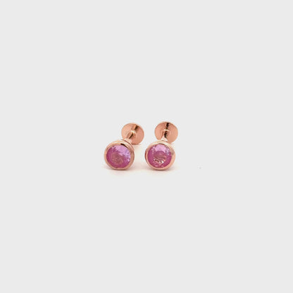 Pink Stone Round Stud