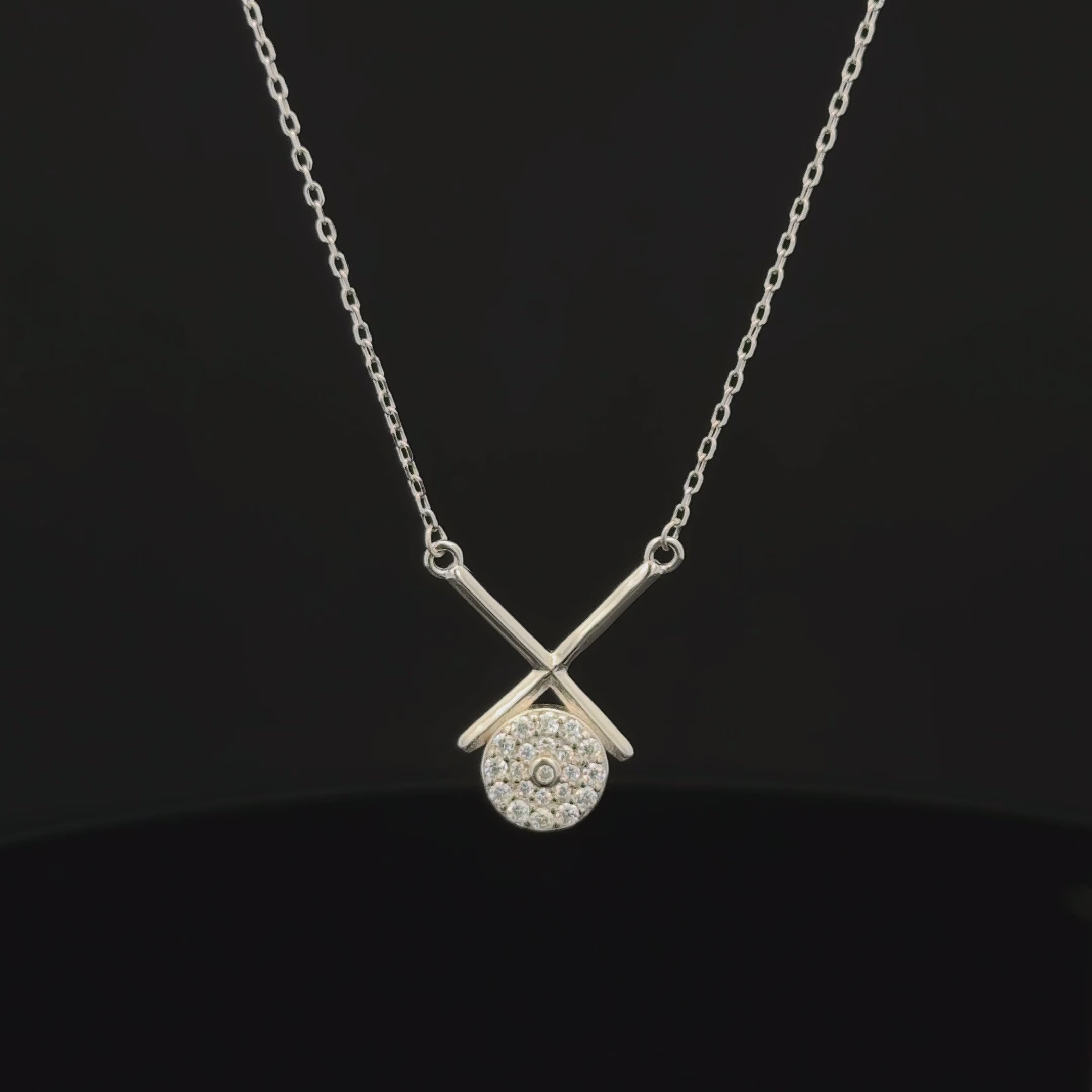 Cross Bar Crystal Drop Pendant