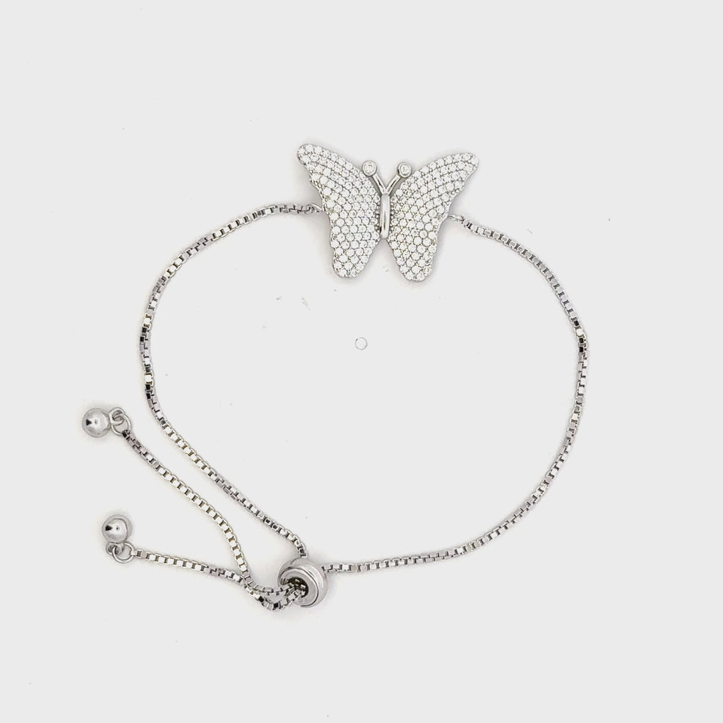 Rhodium Butterfly charm bracelet