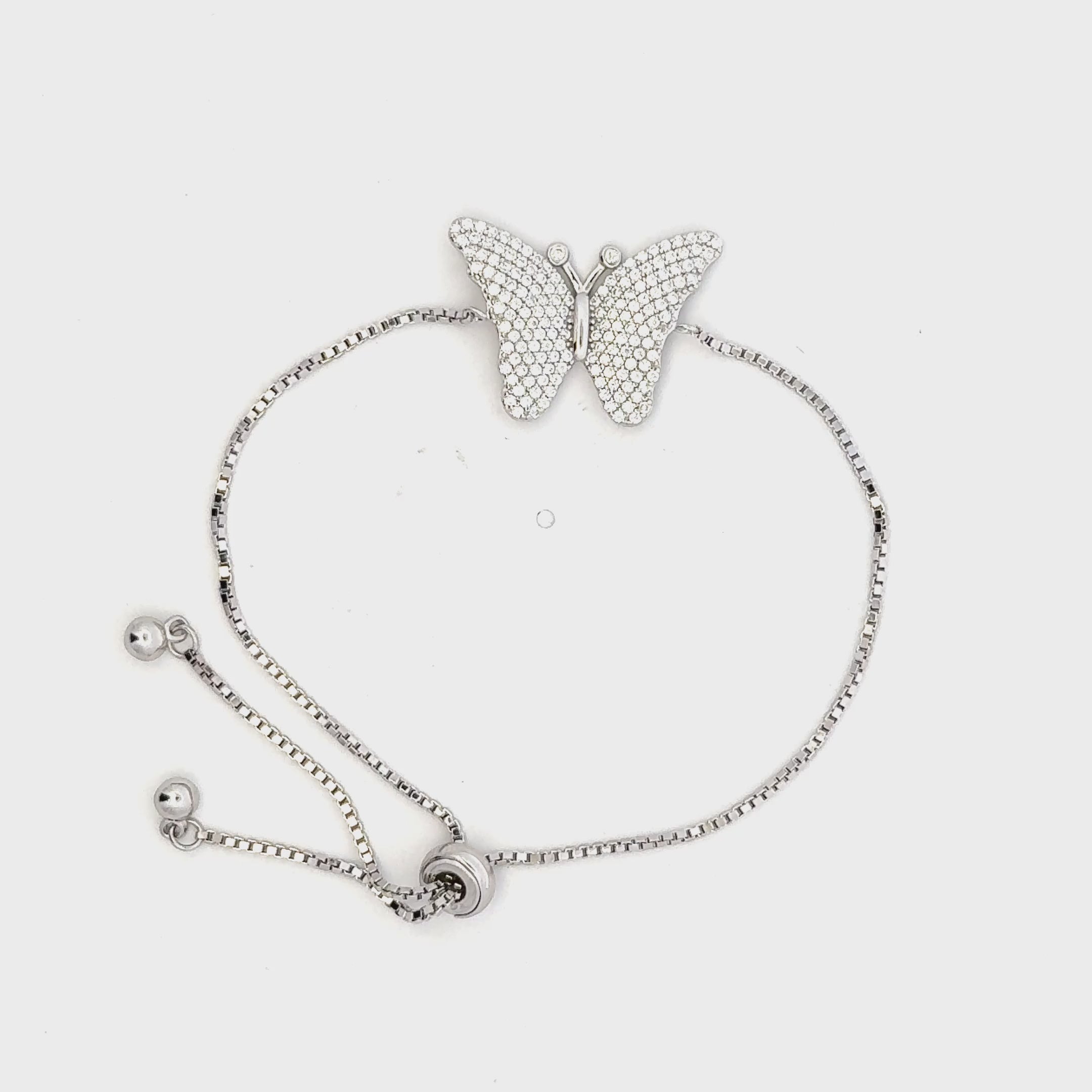 Rhodium Butterfly charm bracelet