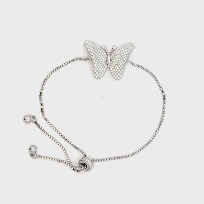 Rhodium Butterfly charm bracelet
