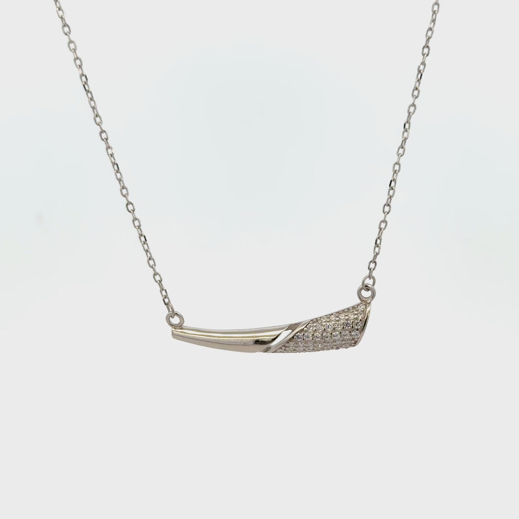 Rhodium Tusk-shaped chain with pendent