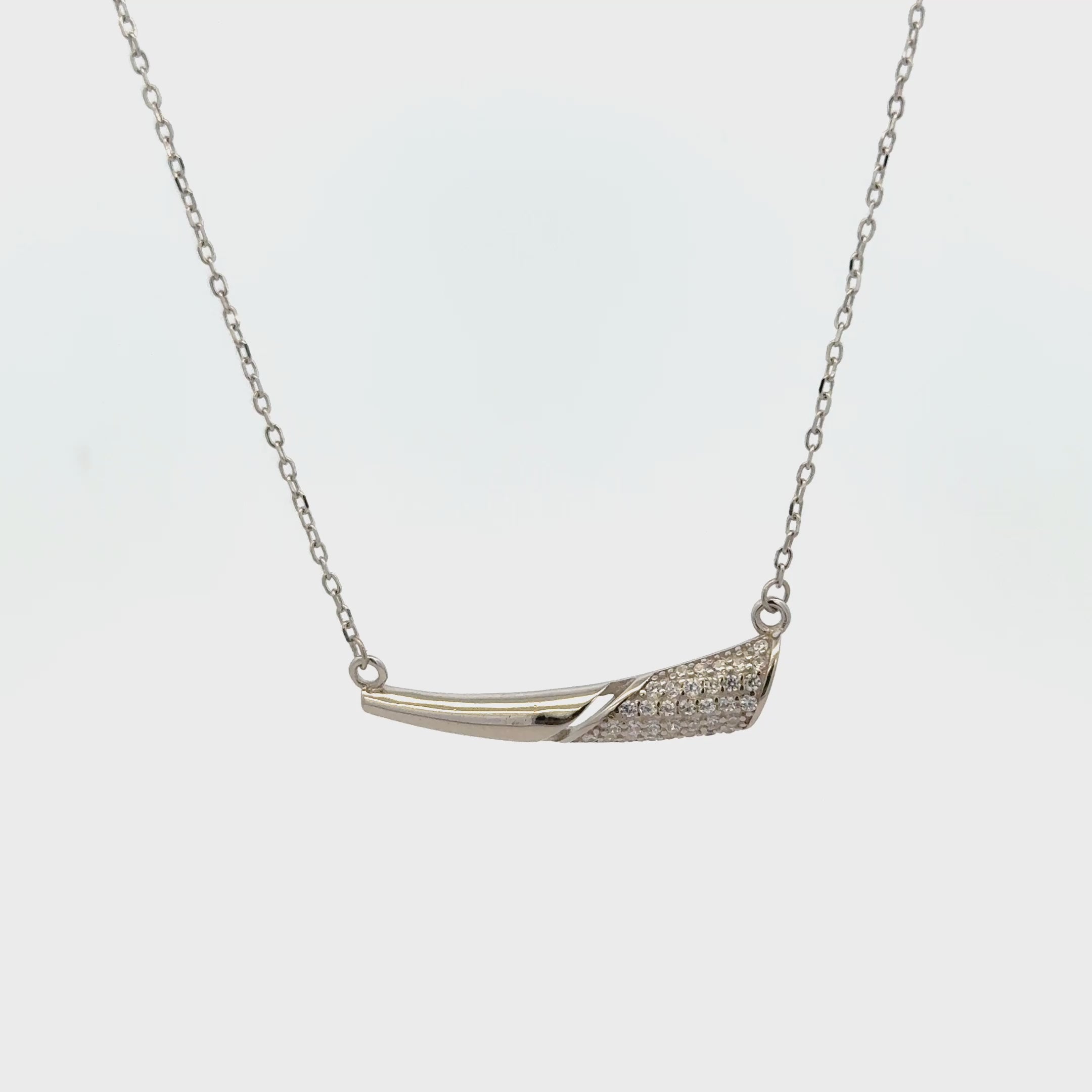 Rhodium Tusk-shaped chain with pendent