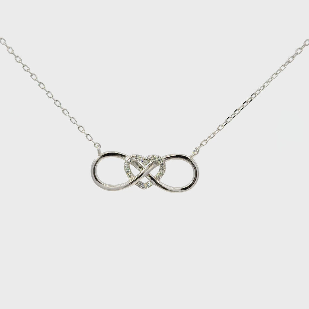 Rhodium Heart Infinity chain with pendent