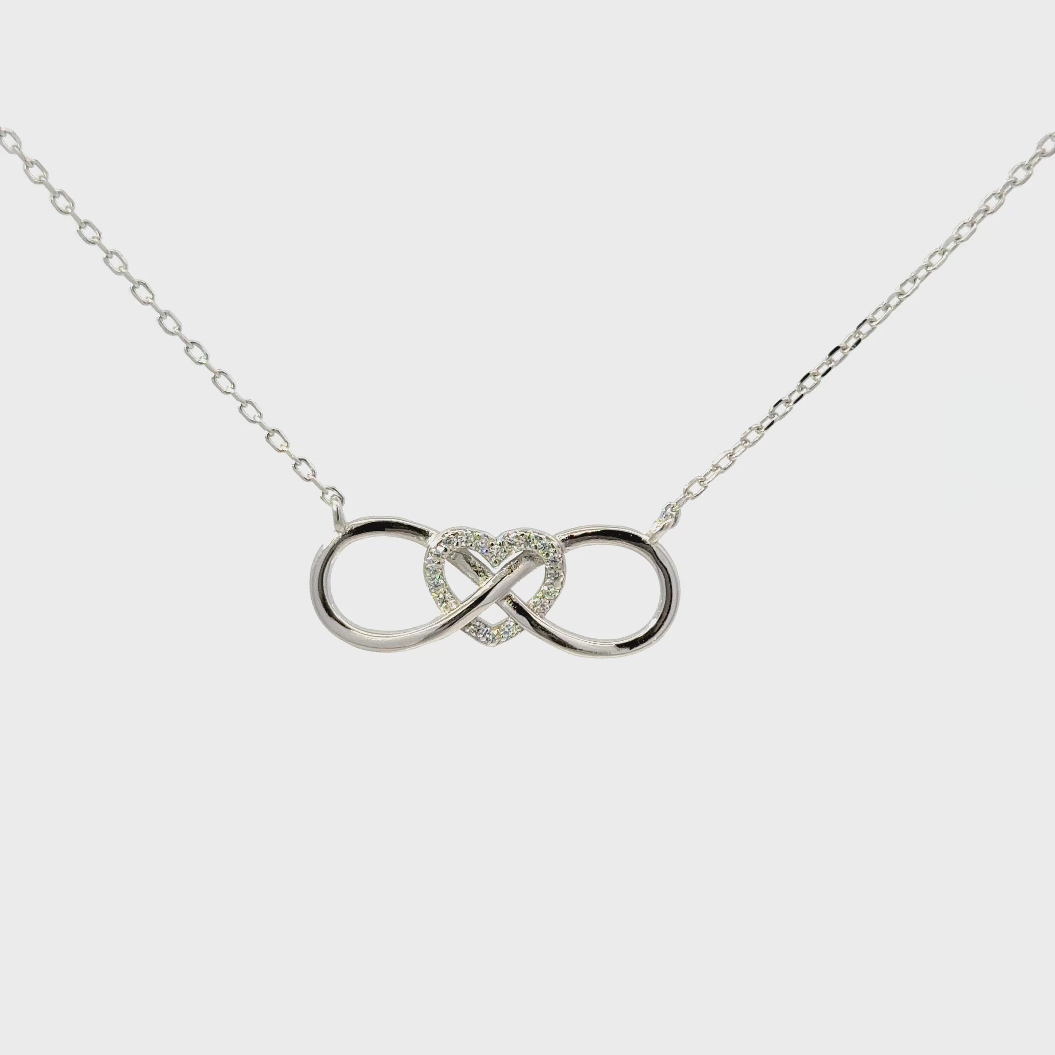 Rhodium Heart Infinity chain with pendent